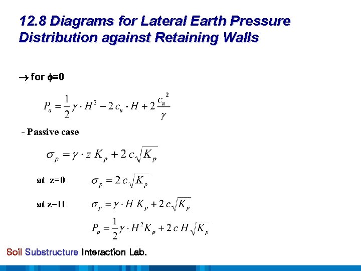 12. 8 Diagrams for Lateral Earth Pressure Distribution against Retaining Walls for =0 -