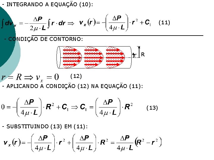 - INTEGRANDO A EQUAÇÃO (10): (11) - CONDIÇÃO DE CONTORNO: r R (12) - - INTEGRANDO A EQUAÇÃO (10): (11) - CONDIÇÃO DE CONTORNO: r R (12) -