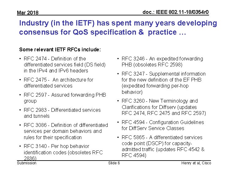 doc. : IEEE 802. 11 -18/0354 r 0 Mar 2018 Industry (in the IETF)