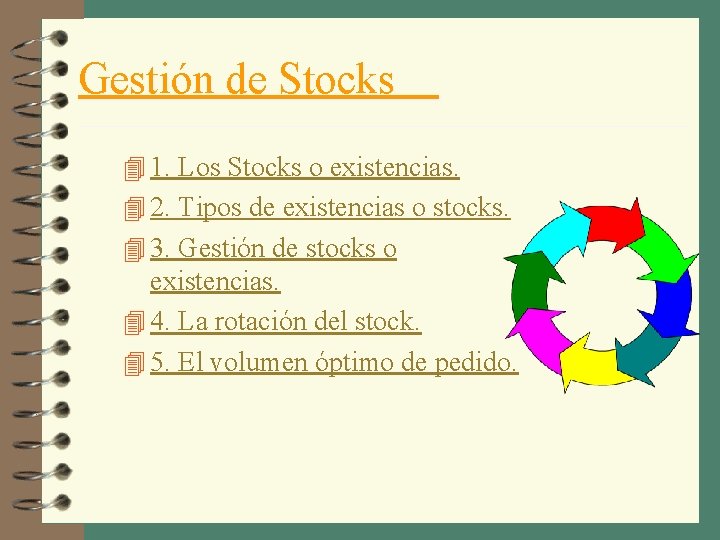 Gestión de Stocks 4 1. Los Stocks o existencias. 4 2. Tipos de existencias