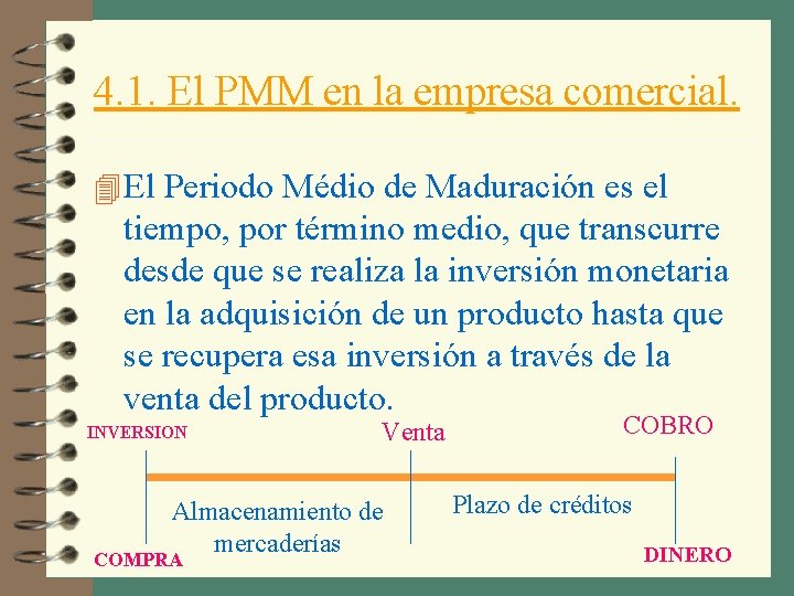 4. 1. El PMM en la empresa comercial. 4 El Periodo Médio de Maduración