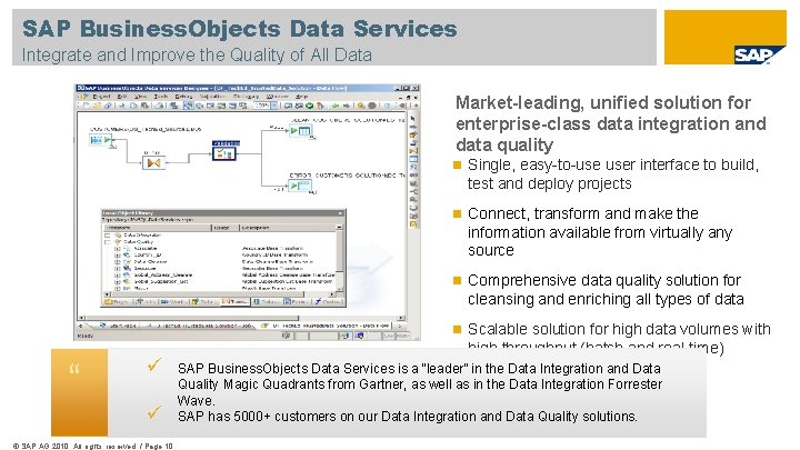 SAP Business. Objects Data Services Integrate and Improve the Quality of All Data Market-leading,