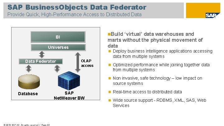SAP Business. Objects Data Federator Provide Quick, High-Performance Access to Distributed Data Build ‘virtual’