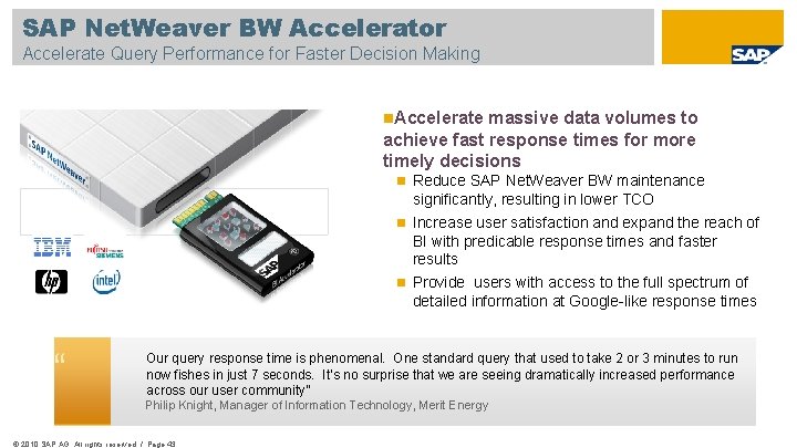 SAP Net. Weaver BW Accelerator Accelerate Query Performance for Faster Decision Making Accelerate massive
