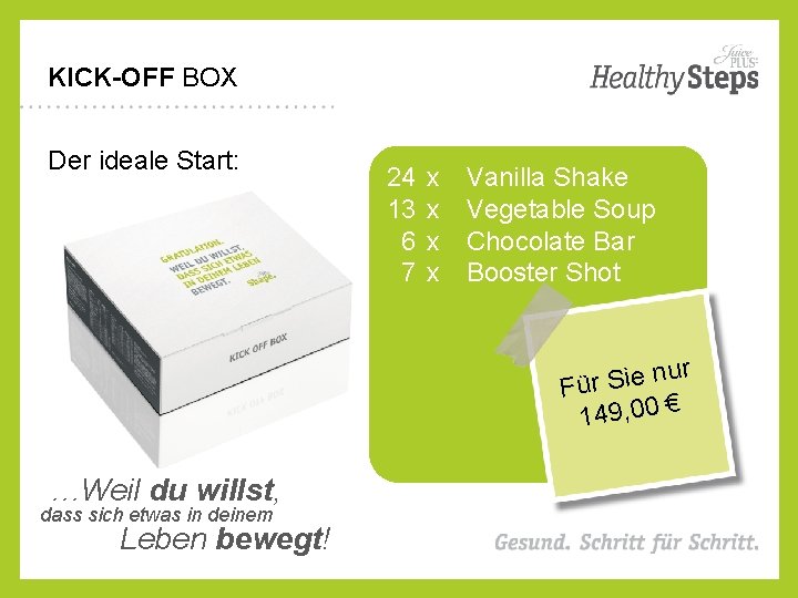 KICK-OFF BOX Der ideale Start: 24 x 13 x 6 x 7 x Vanilla