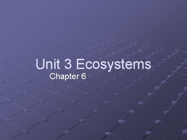 Unit 3 Ecosystems Chapter 6 