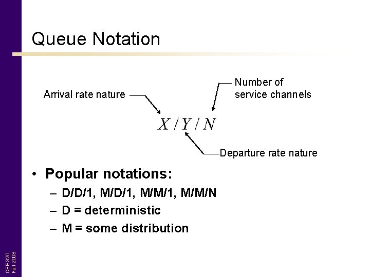 Queue Notation Arrival rate nature Number of service channels Departure rate nature • Popular