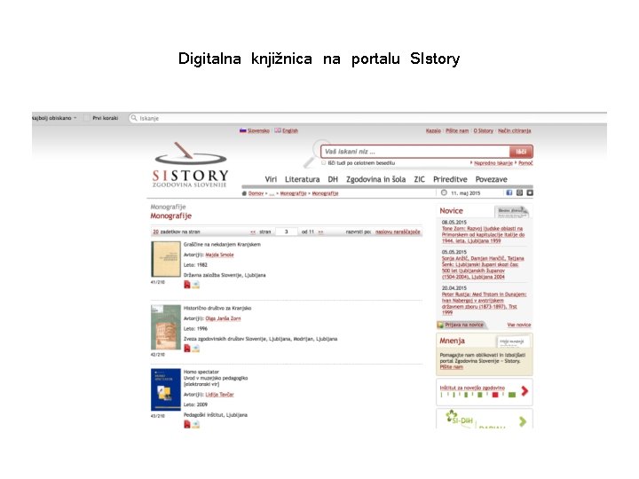 Digitalna knjižnica na portalu SIstory 