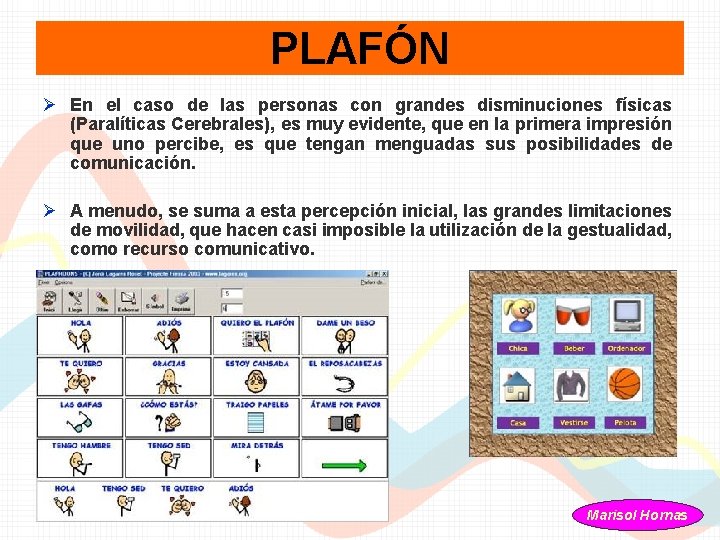 PLAFÓN Ø En el caso de las personas con grandes disminuciones físicas (Paralíticas Cerebrales),