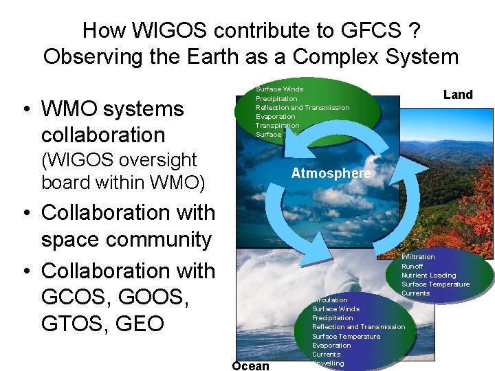 How WIGOS contribute to GFCS ? Observing the Earth as a Complex System •