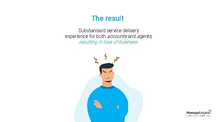 The result Substandard service delivery experience for both accounts and agents, resulting in loss