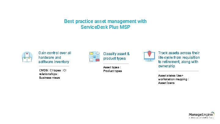 Best practice asset management with Service. Desk Plus MSP Gain control over all hardware
