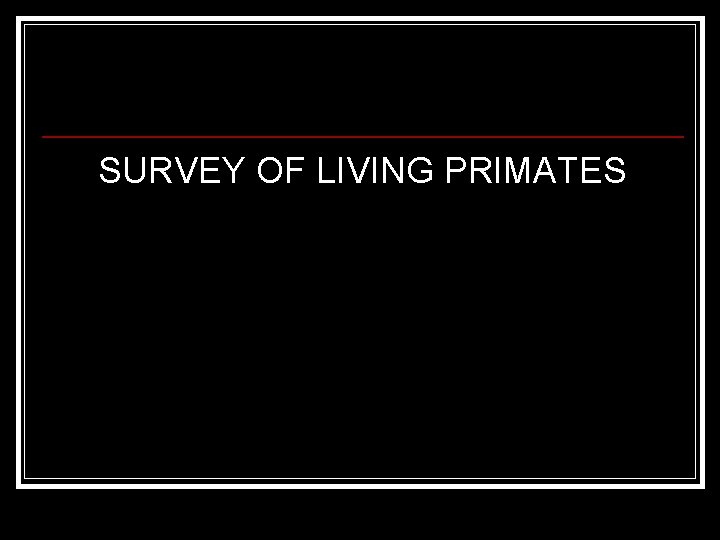 SURVEY OF LIVING PRIMATES 