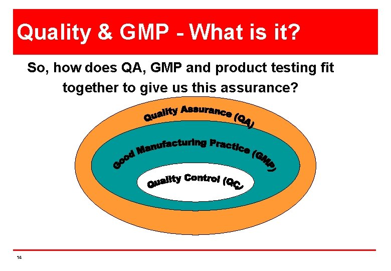 Quality & GMP - What is it? So, how does QA, GMP and product