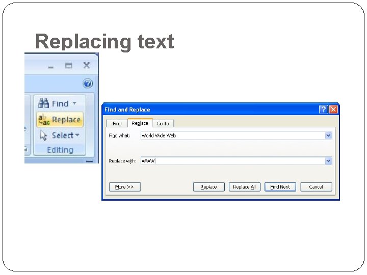 Replacing text 