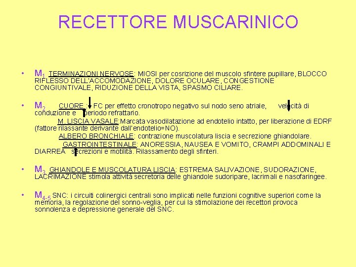 RECETTORE MUSCARINICO • M 1 • M 2 • M 3 • M 4