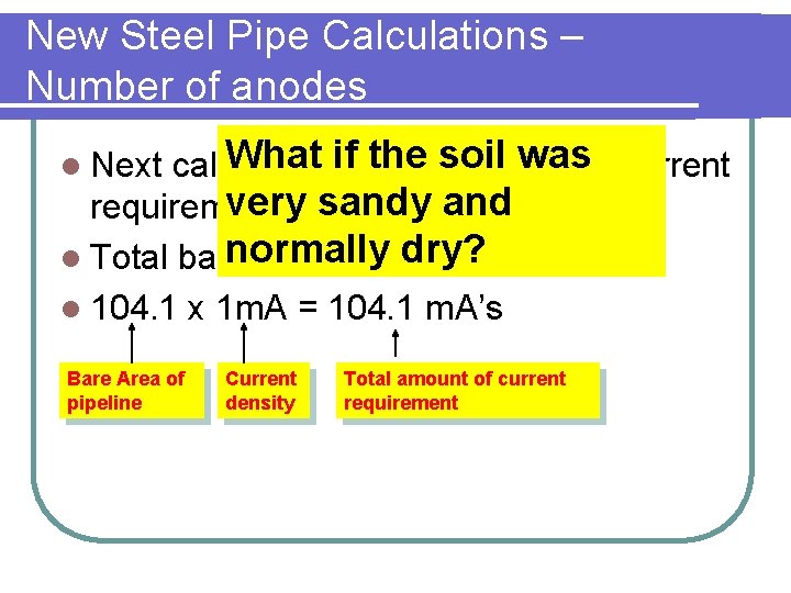 New Steel Pipe Calculations – Number of anodes Whatthe if the wasof current calculate