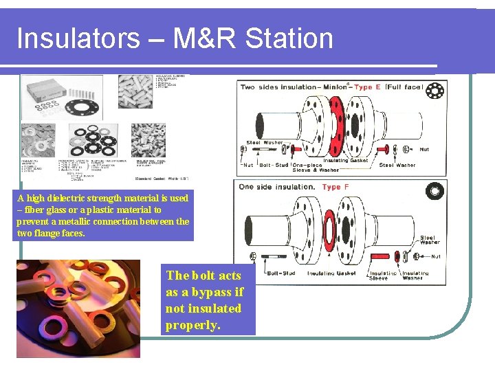 Insulators – M&R Station A high dielectric strength material is used – fiber glass