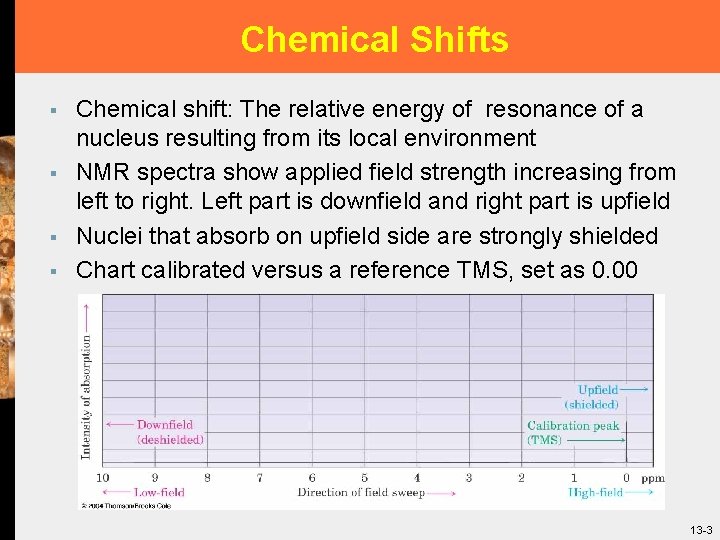 Chemical Shifts § § Chemical shift: The relative energy of resonance of a nucleus