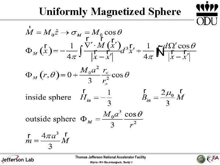 Uniformly Magnetized Sphere Physics 604 Electromagnetic Theory I 