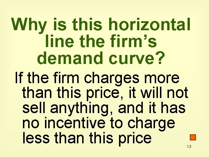 Why is this horizontal line the firm’s demand curve? If the firm charges more