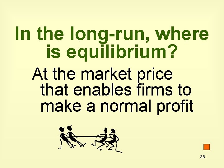 In the long-run, where is equilibrium? At the market price that enables firms to