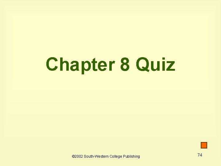 Chapter 8 Quiz © 2002 South-Western College Publishing 74 