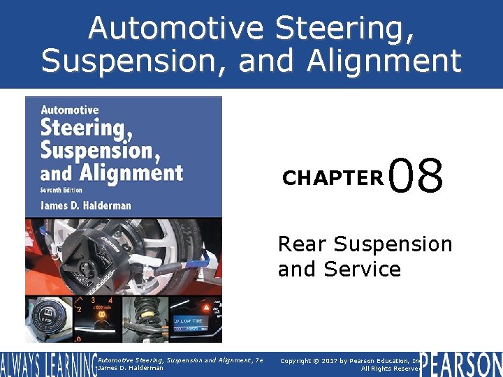 Automotive Steering, Suspension, and Alignment CHAPTER 08 Rear Suspension and Service Automotive Steering, Suspension
