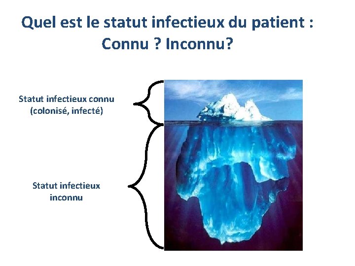 Quel est le statut infectieux du patient : Connu ? Inconnu? Statut infectieux connu