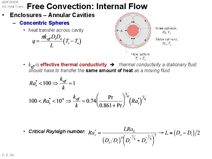 AME 60634 Int. Heat Trans. Free Convection: Internal Flow • Enclosures – Annular Cavities AME 60634 Int. Heat Trans. Free Convection: Internal Flow • Enclosures – Annular Cavities