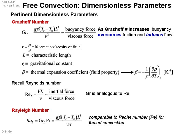 AME 60634 Int. Heat Trans. Free Convection: Dimensionless Parameters Pertinent Dimensionless Parameters Grashoff Number AME 60634 Int. Heat Trans. Free Convection: Dimensionless Parameters Pertinent Dimensionless Parameters Grashoff Number