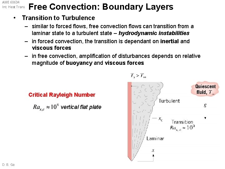 AME 60634 Int. Heat Trans. Free Convection: Boundary Layers • Transition to Turbulence – AME 60634 Int. Heat Trans. Free Convection: Boundary Layers • Transition to Turbulence –