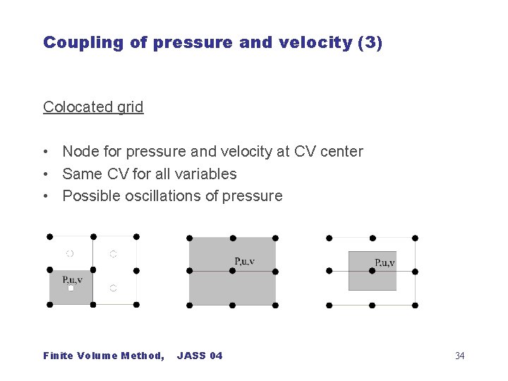 Coupling of pressure and velocity (3) Colocated grid • Node for pressure and velocity