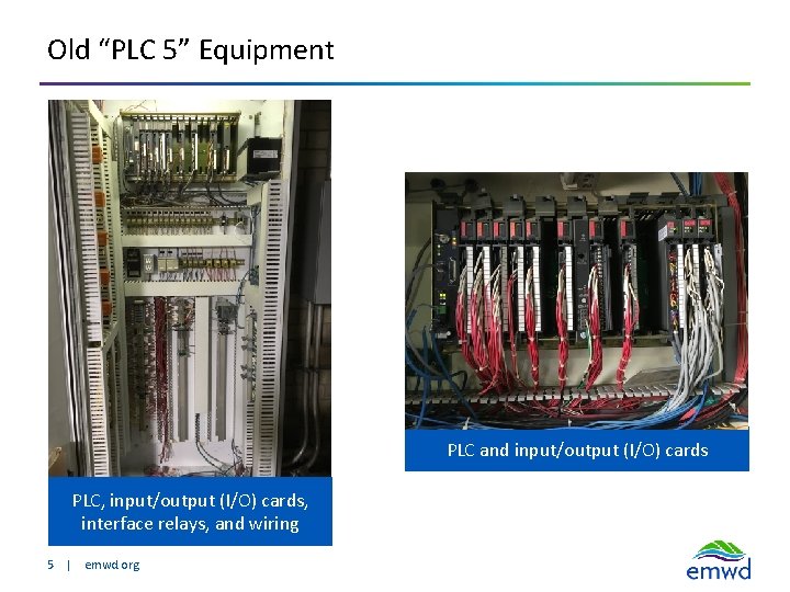 Old “PLC 5” Equipment PLC and input/output (I/O) cards PLC, input/output (I/O) cards, interface Old “PLC 5” Equipment PLC and input/output (I/O) cards PLC, input/output (I/O) cards, interface