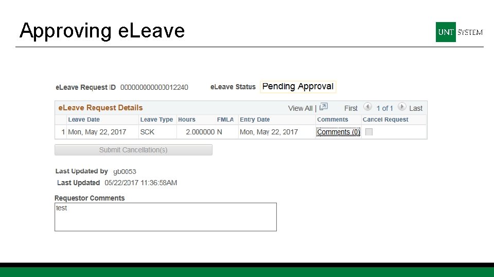 Approving e. Leave 