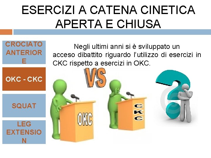 ESERCIZI A CATENA CINETICA APERTA E CHIUSA CROCIATO ANTERIOR E OKC - CKC SQUAT
