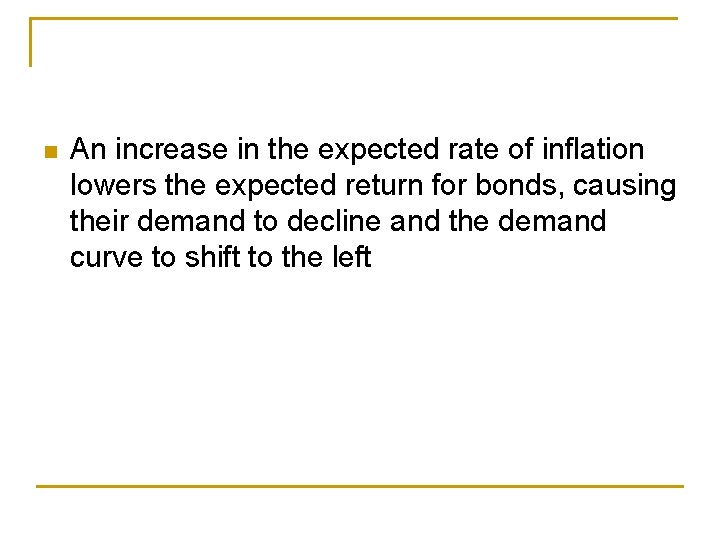  An increase in the expected rate of inflation lowers the expected return for