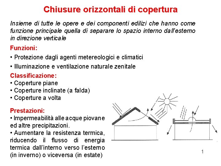 Chiusure orizzontali di copertura Insieme di tutte le opere e dei componenti edilizi che