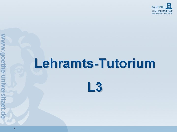 Lehramts-Tutorium L 3 1 