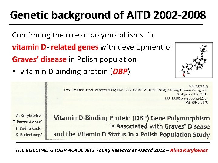 Genetic background of AITD 2002 -2008 Confirming the role of polymorphisms in vitamin DD