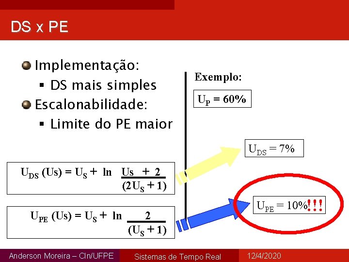 DS x PE Implementação: § DS mais simples Escalonabilidade: § Limite do PE maior