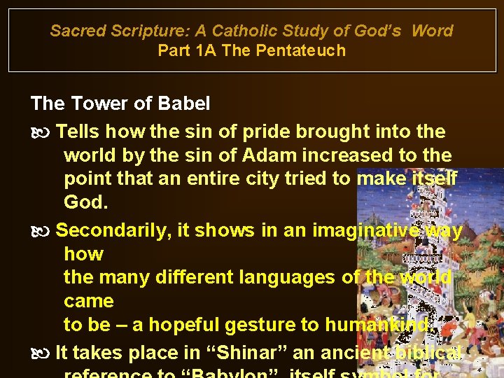 Sacred Scripture: A Catholic Study of God’s Word Part 1 A The Pentateuch The