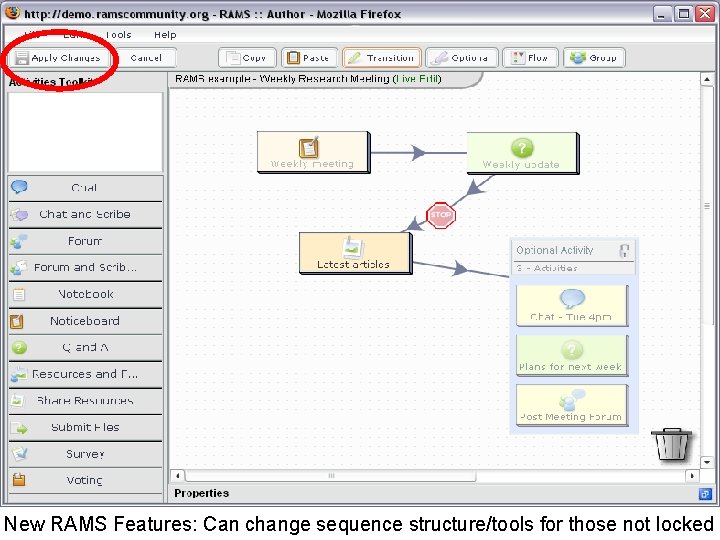 New RAMS Features: Can change sequence structure/tools for those not locked New RAMS Features: Can change sequence structure/tools for those not locked