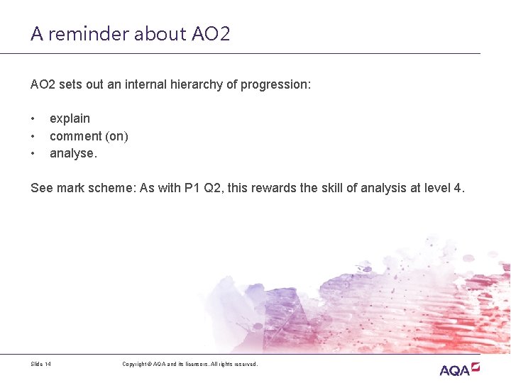 A reminder about AO 2 sets out an internal hierarchy of progression: • •