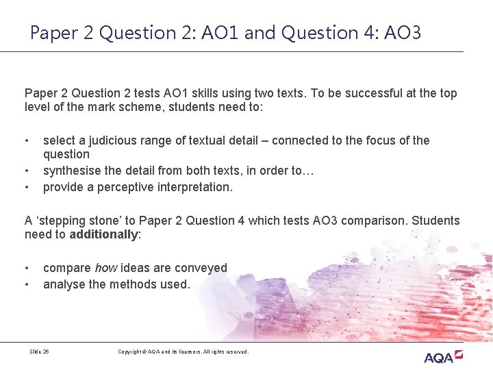 Paper 2 Question 2: AO 1 and Question 4: AO 3 Paper 2 Question