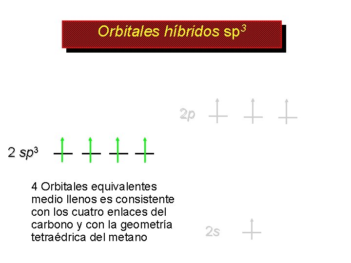 Orbitales híbridos sp 3 2 p 2 sp 3 4 Orbitales equivalentes medio llenos