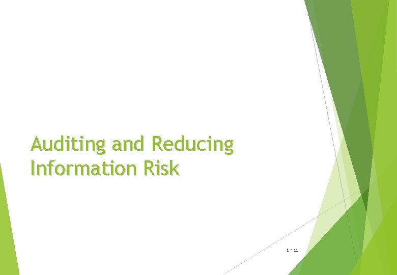 Auditing and Reducing Information Risk 1 - 11 