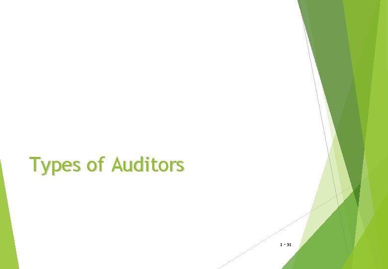 Types of Auditors 1 - 31 