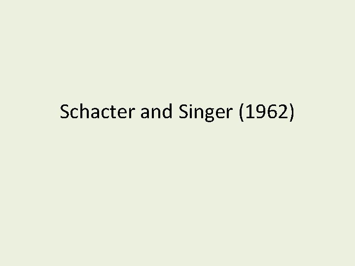 Schacter and Singer (1962) 