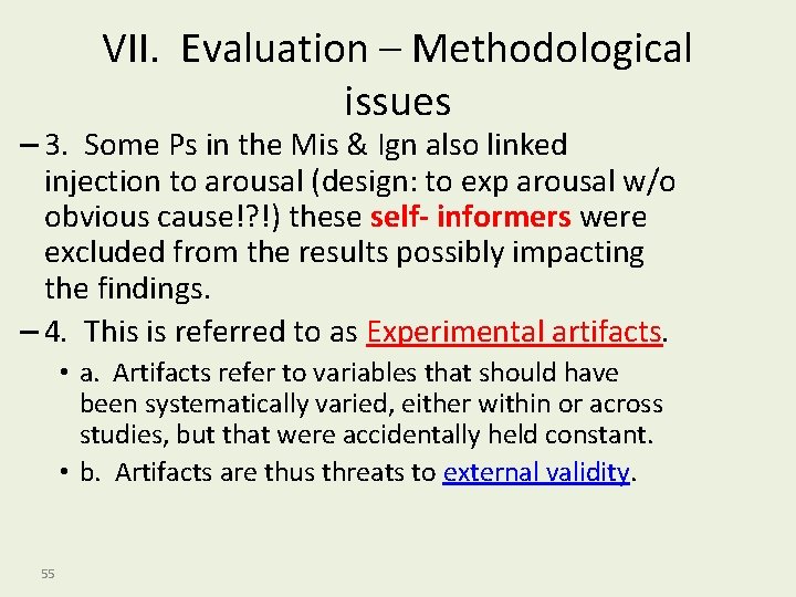 VII. Evaluation – Methodological issues – 3. Some Ps in the Mis & Ign